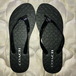 Black Coach Flip Flops